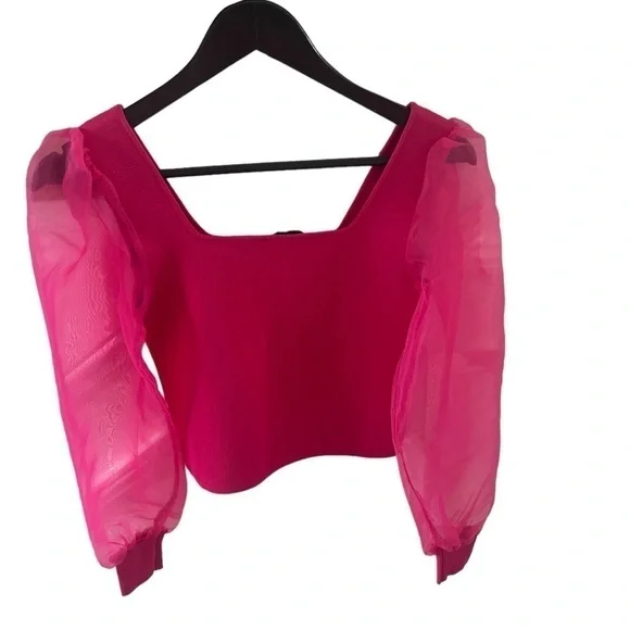 House of Harlow 1960 Sheer Puff knit top - Picture 3 of 6